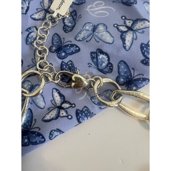 Brighton Meridian Silver Chunky Hammered Link Statement Necklace NEW