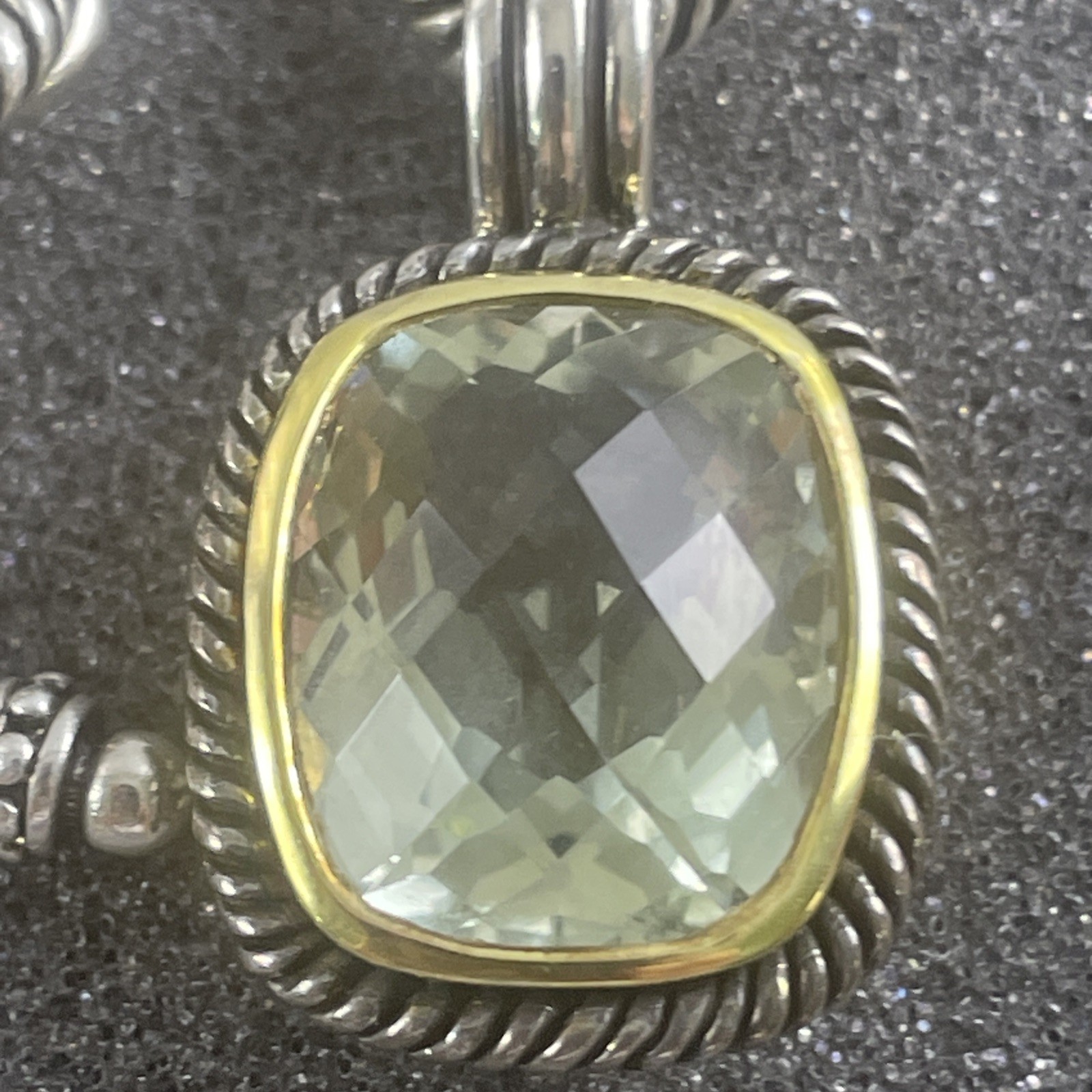 Michelle Albala 925 Silver Prasiolite Cushion Enhancer Cable Link Toggle Chain