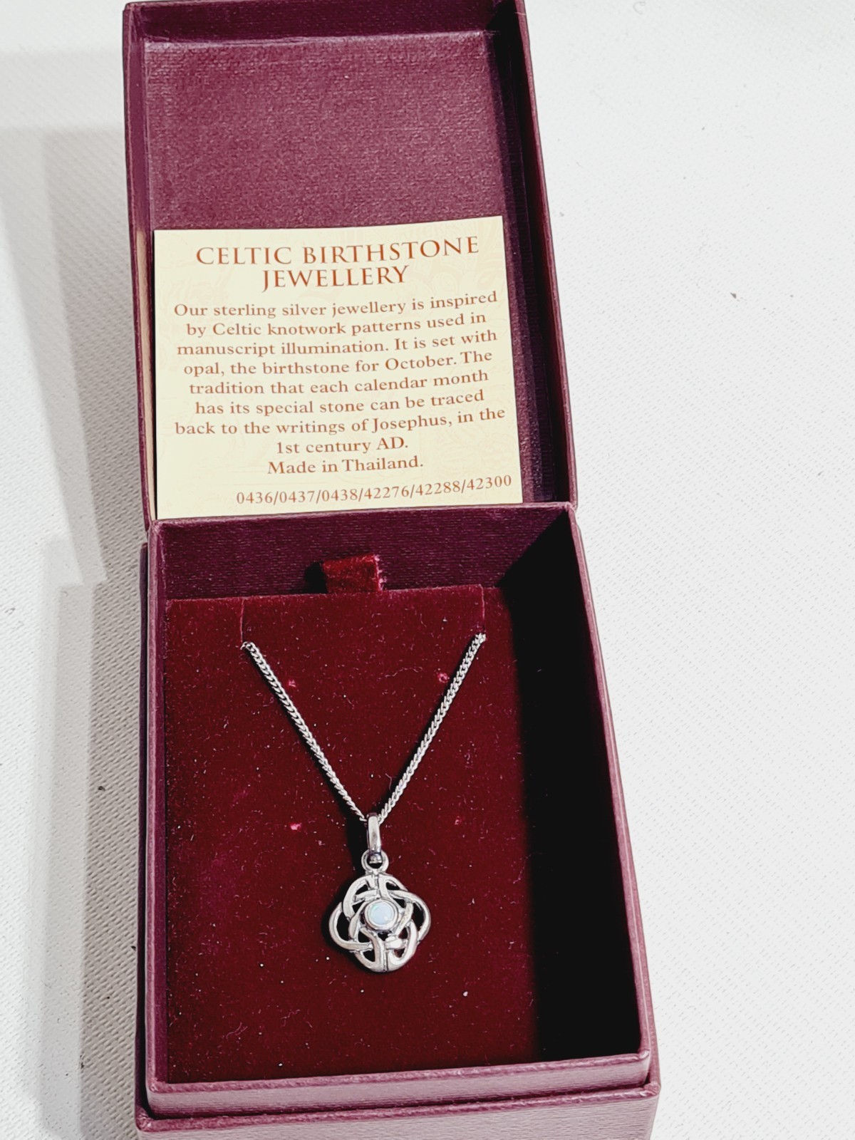 Past Times Celtic Opal Birthstone Pendant & Sterling Silver 40 cm Chain