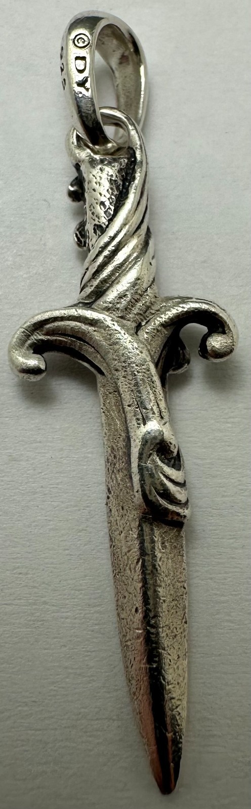 David Yurman 925 Sterling Silver Small 2″ Inch Waves Dagger Amulet Pendant