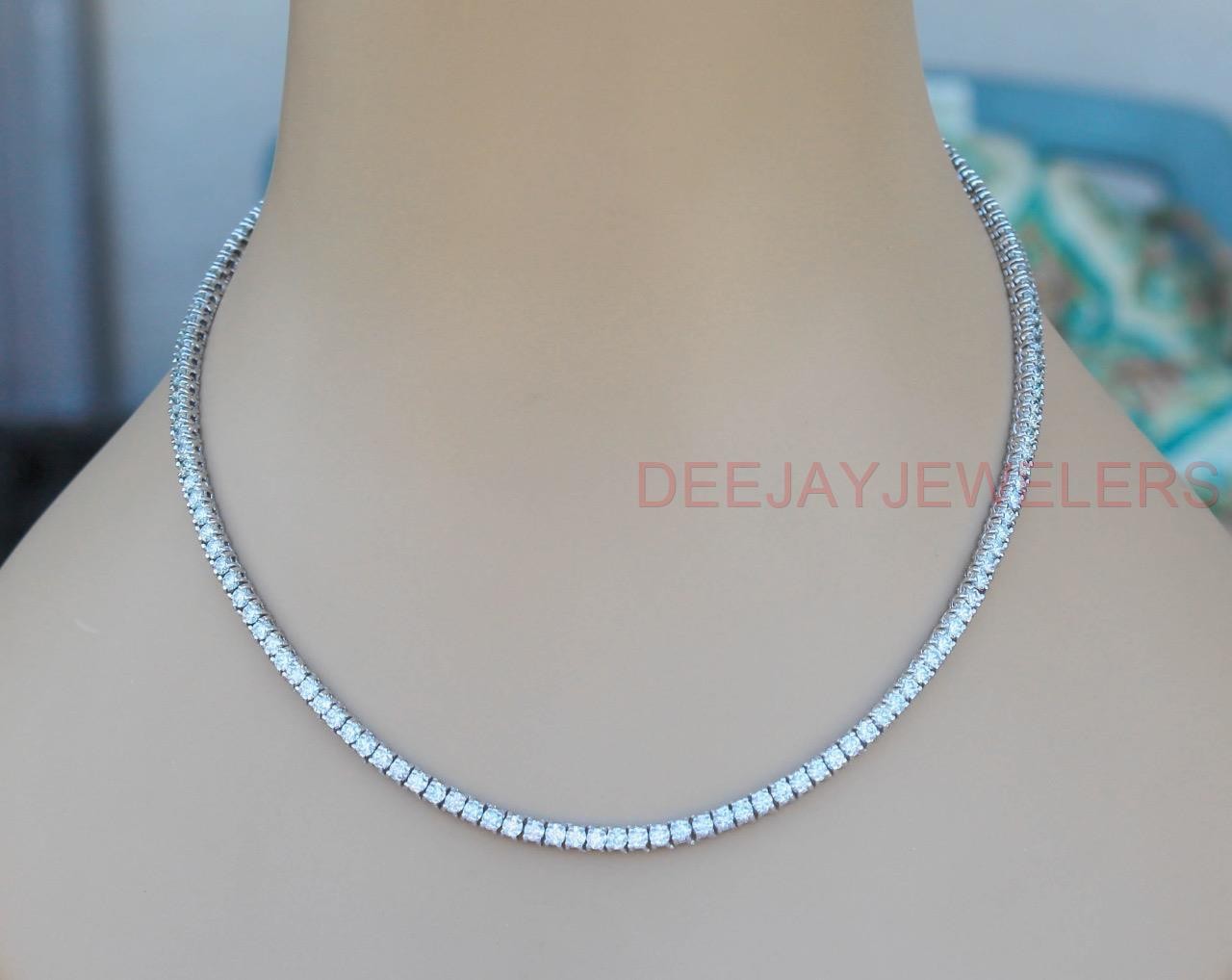 Natural 12ct Diamond Eternity Tennis Necklace 16 inch 14k White Gold 23gm