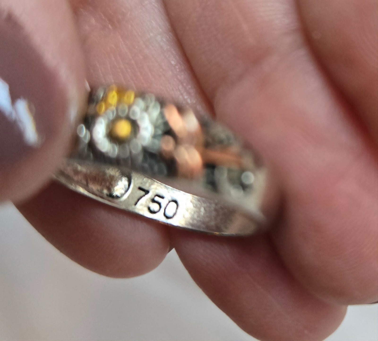 Dragonfly Sterling Silver & 18K Gold & Copper Band Ring Size 8