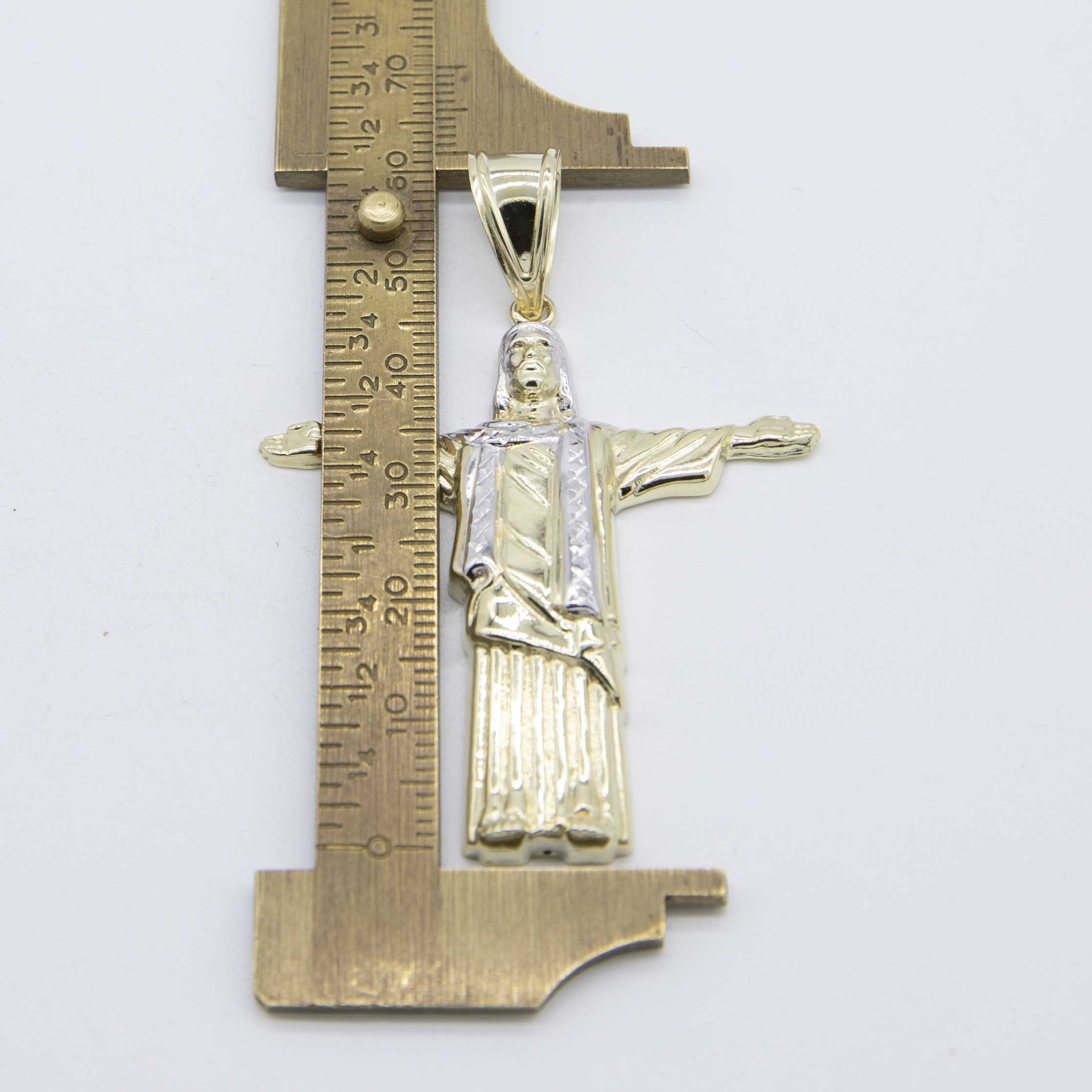 2 1/2″ Jesus Christ Christ the Redeemer Pendant Real 10K Yellow White Gold