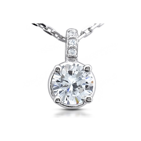 0.77ctw D SI1 Round Cut Natural Certified Diamonds White Gold Classic Pendant