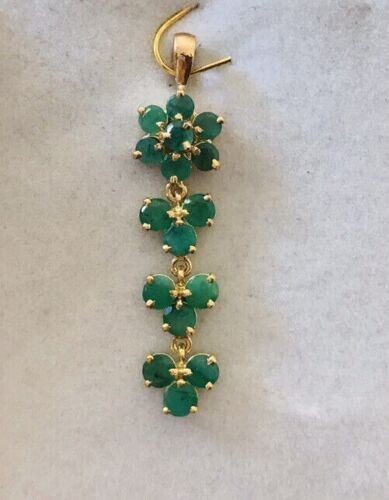 3.85 Ct Round Cut Lab-Created Emerald Dangle Drop Pendant 14K Yellow Gold Plated