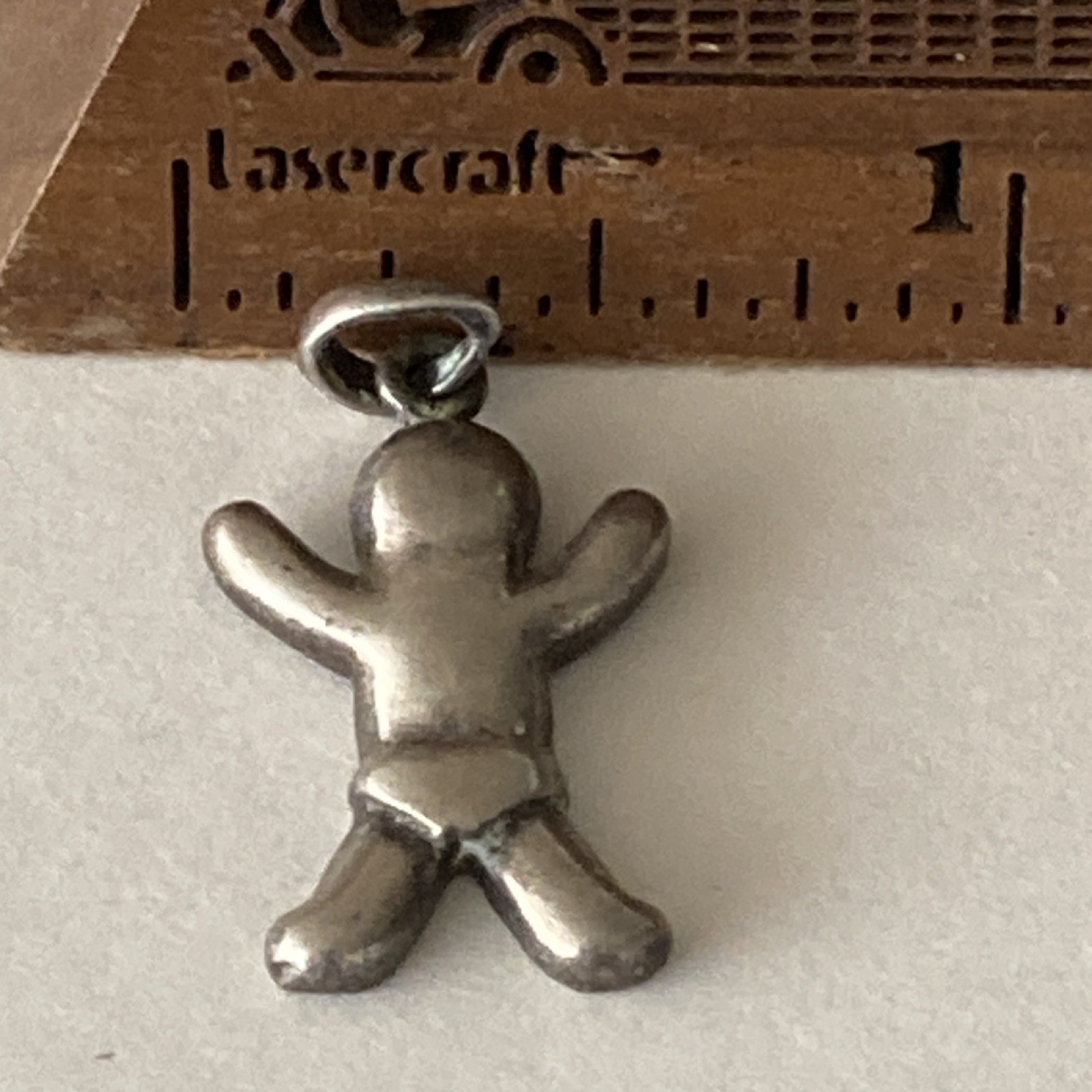 Sterling Silver 925 Asymmetrical Child Shape Charm Pendant No Stone 1.95g