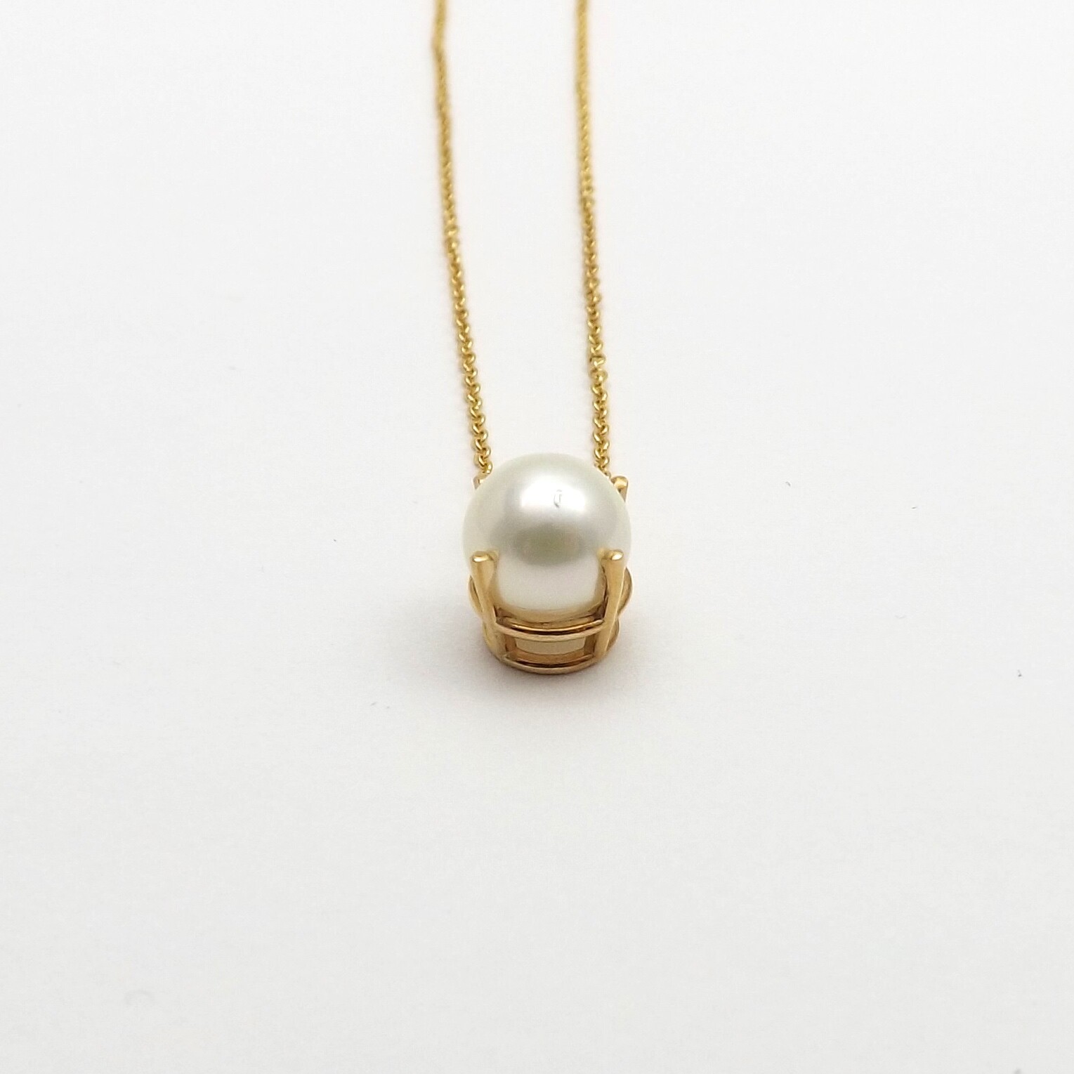 14k Gold Akoya Pearl Diamond Pendant Necklace June Birthstone 16in New
