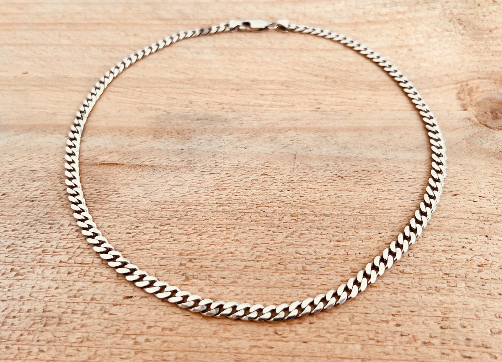 Solid Sterling Silver 18″ Curb Chain Necklace (25 Grams) Excellent Condition 5mm