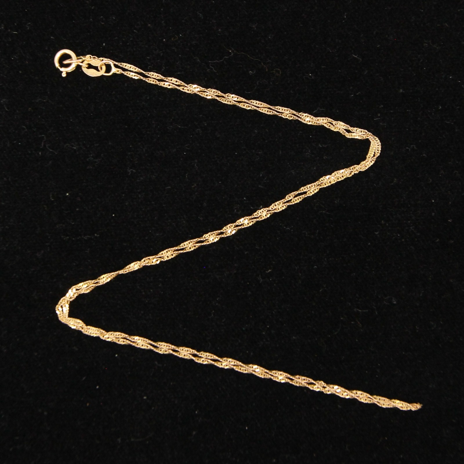 Vintage Italy HM Solid 9ct 9k Gold Fine Singapore Curb Chain Necklace 16 ”