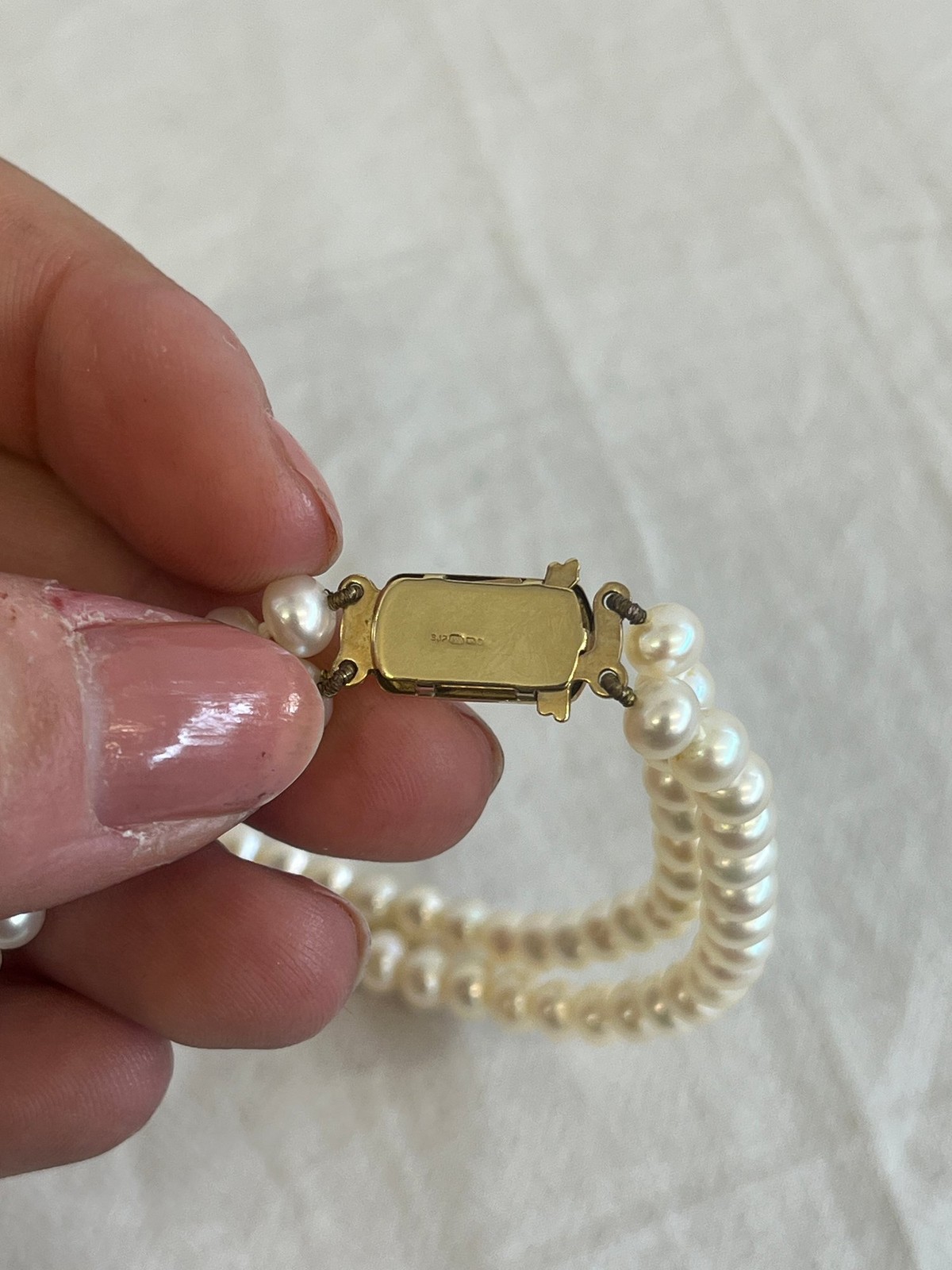 Vintage Lotus 9ct Gold Cultured Pearls Double Strand Necklace with Box