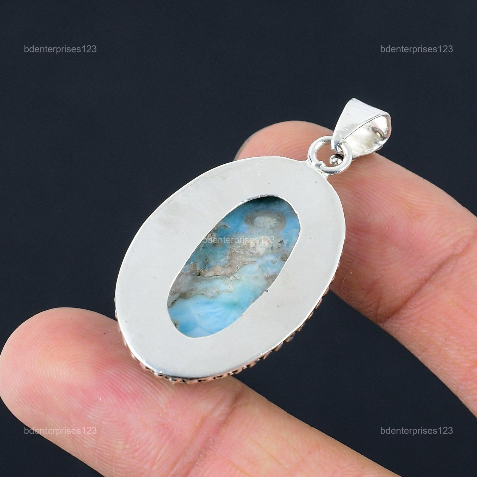 925 Sterling Silver Throat Chakra Larimar Gemstone Birthday Anniversary Pendant
