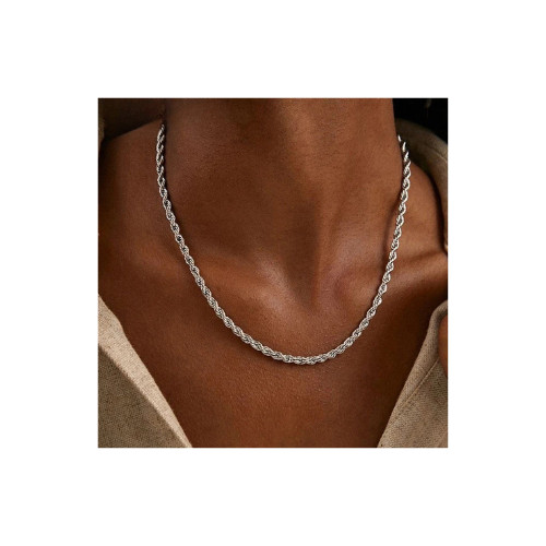 925 Sterling Silver 4MM Rope Chain Necklace Men Women Hip Hop Jewelry Gift