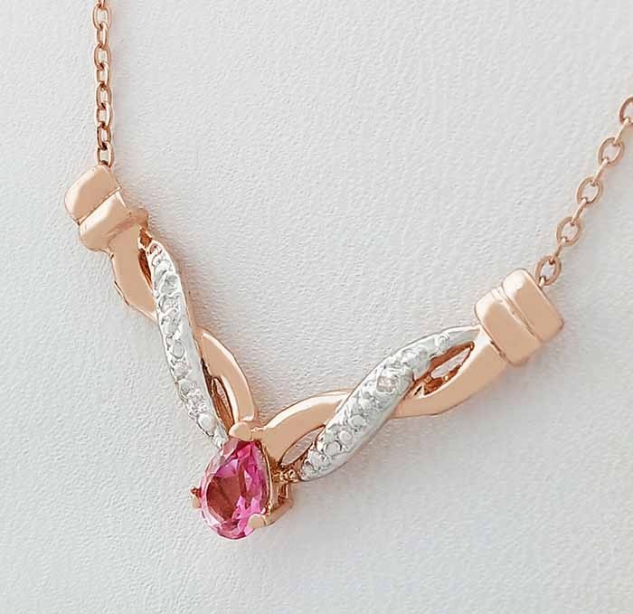 GENUINE 0.62 Cts PINK SAPPHIRE & DIAMOND PENDANT SOLID 10K ROSE GOLD – NWT