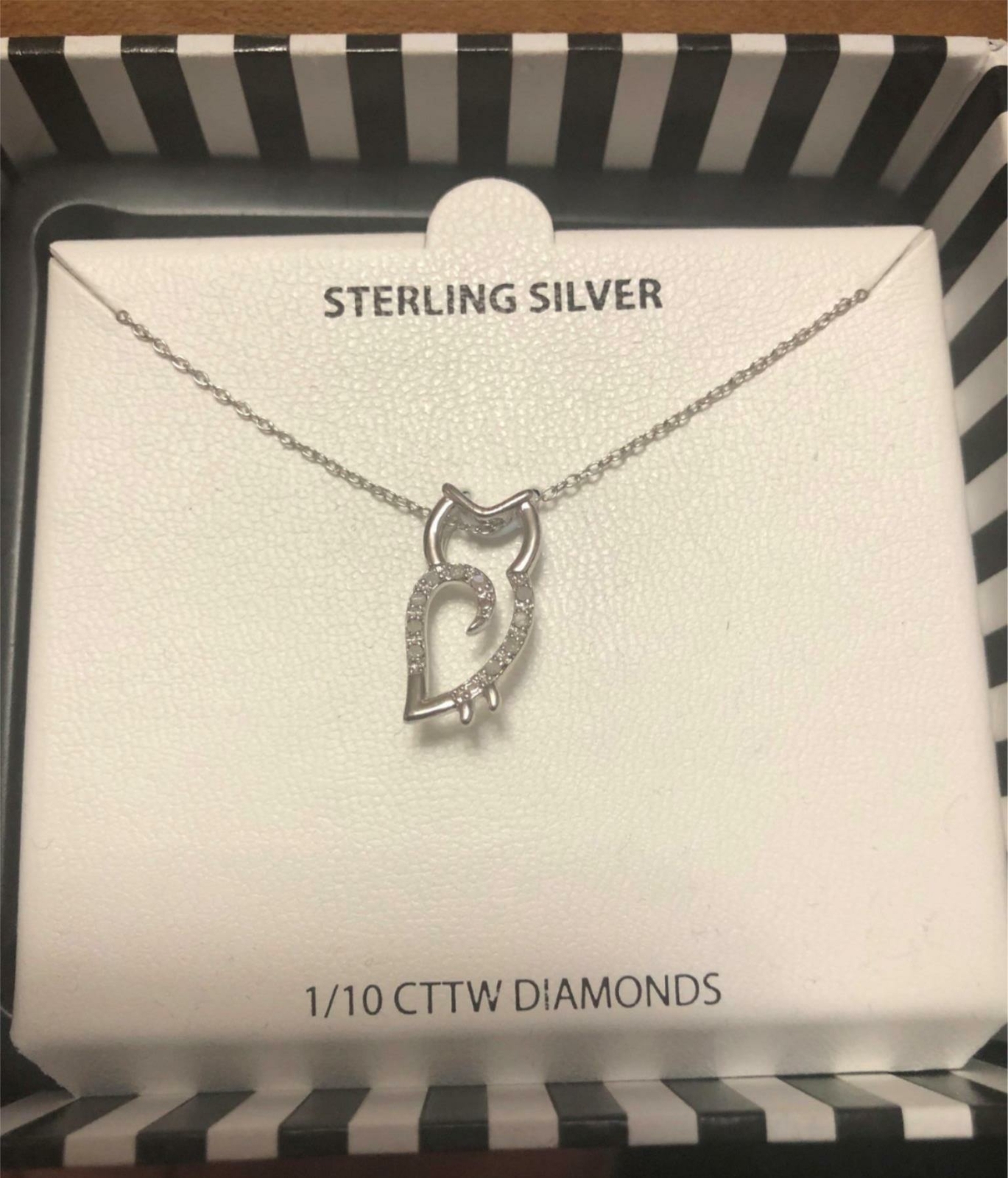 N-15 18-in Sterling-Silver Owl Pendant Necklace With Diamonds New