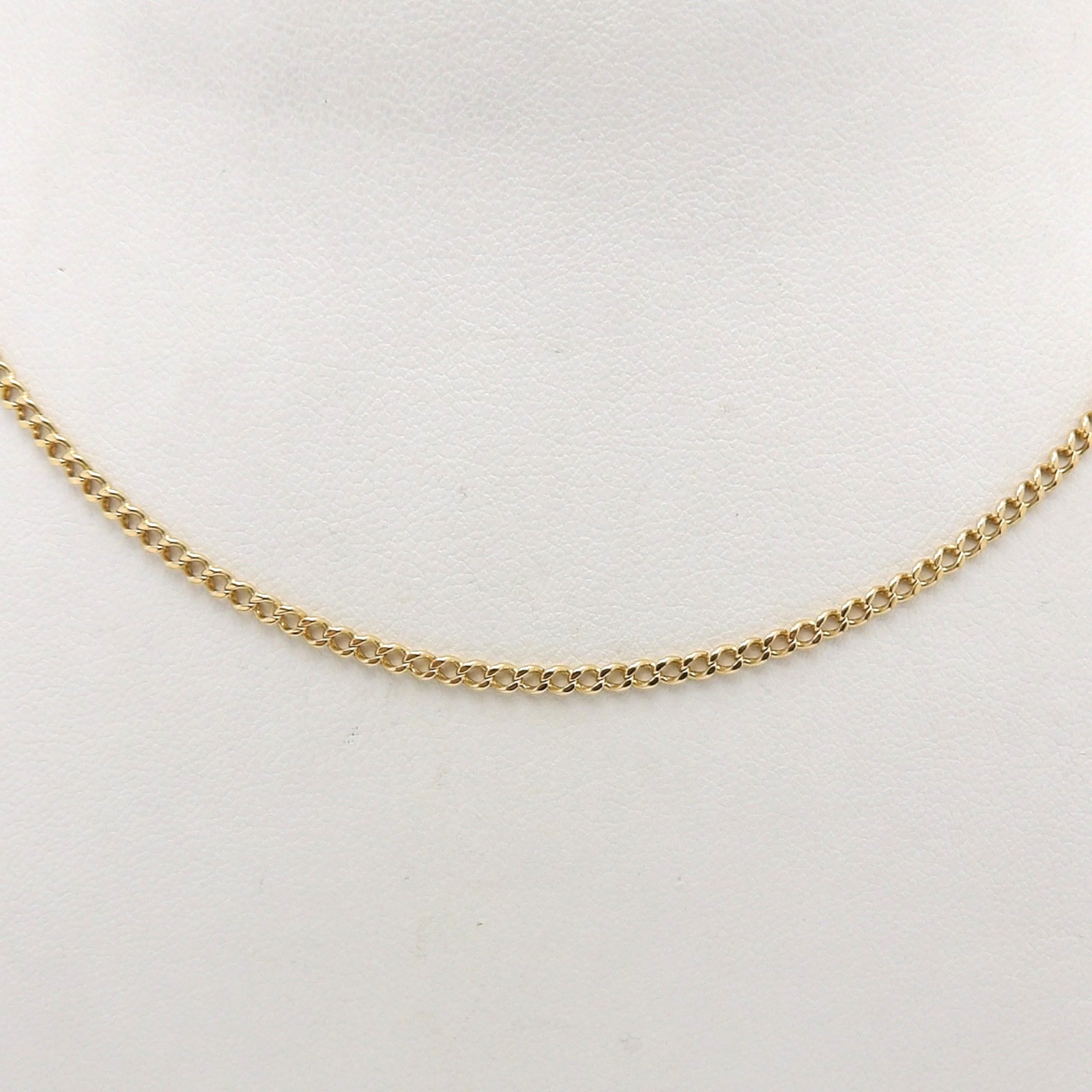 UnoAerre Solid 18k Gold Cuban Curb Link Pendant Chain Necklace 17in 2.2mm Italy