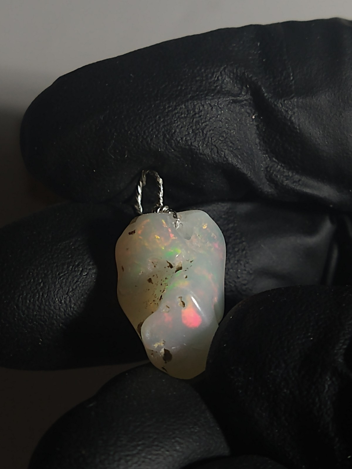 Bigger Opal Pendant Tumble Freeform Sterling Silver