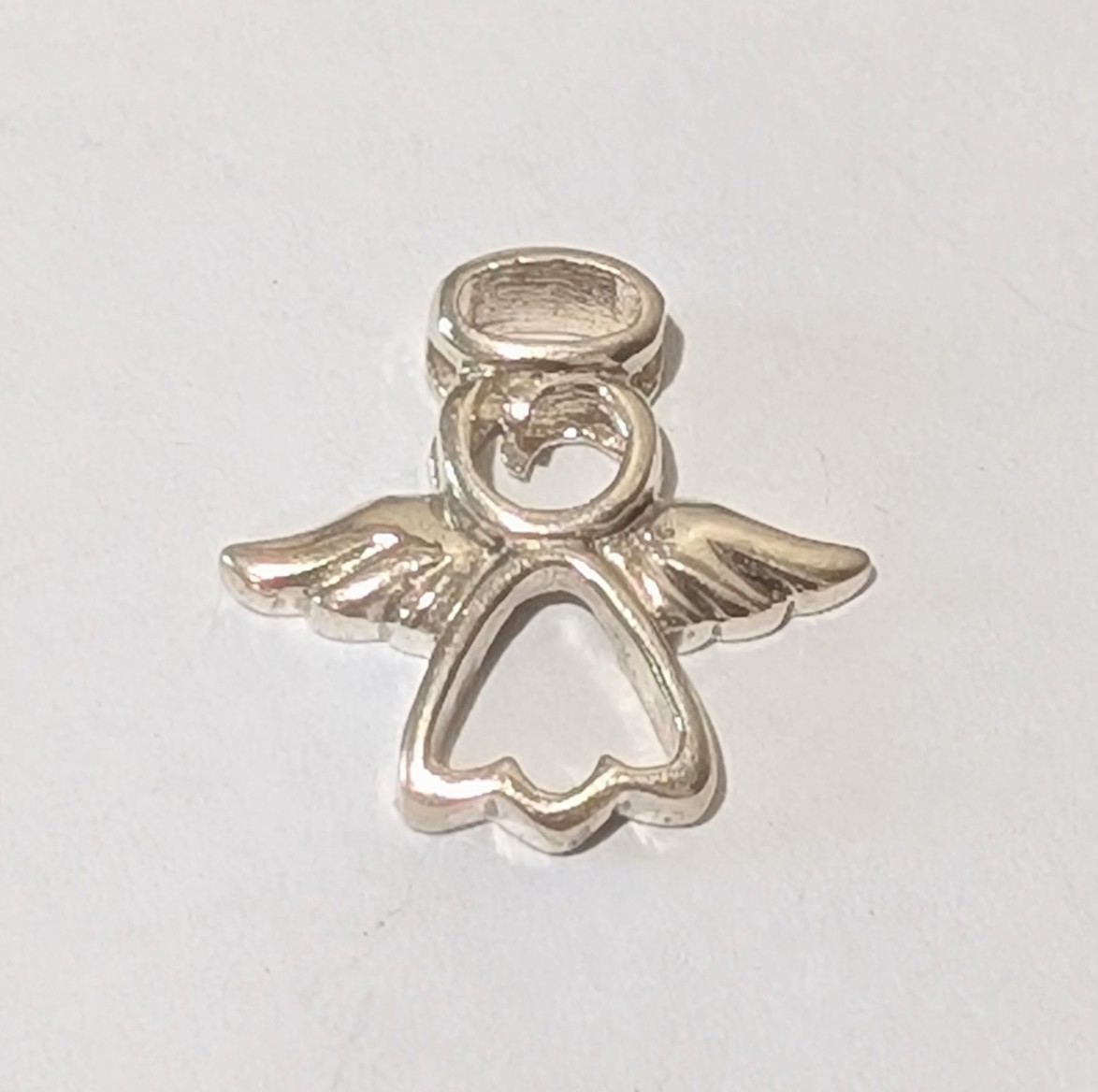 Petite Angel With Halo And Wings Sterling Silver 15mm Pendant