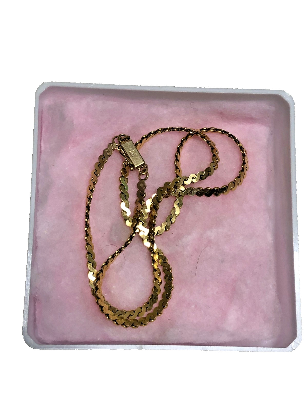 14K solid gold 13.1g necklace serpentine double chain 17” length stamped VTG
