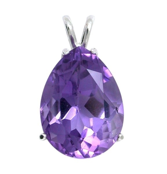 9.01 Ct Sterling Silver Pear Rich Color Natural Amethyst Pendant EBS3751/51126