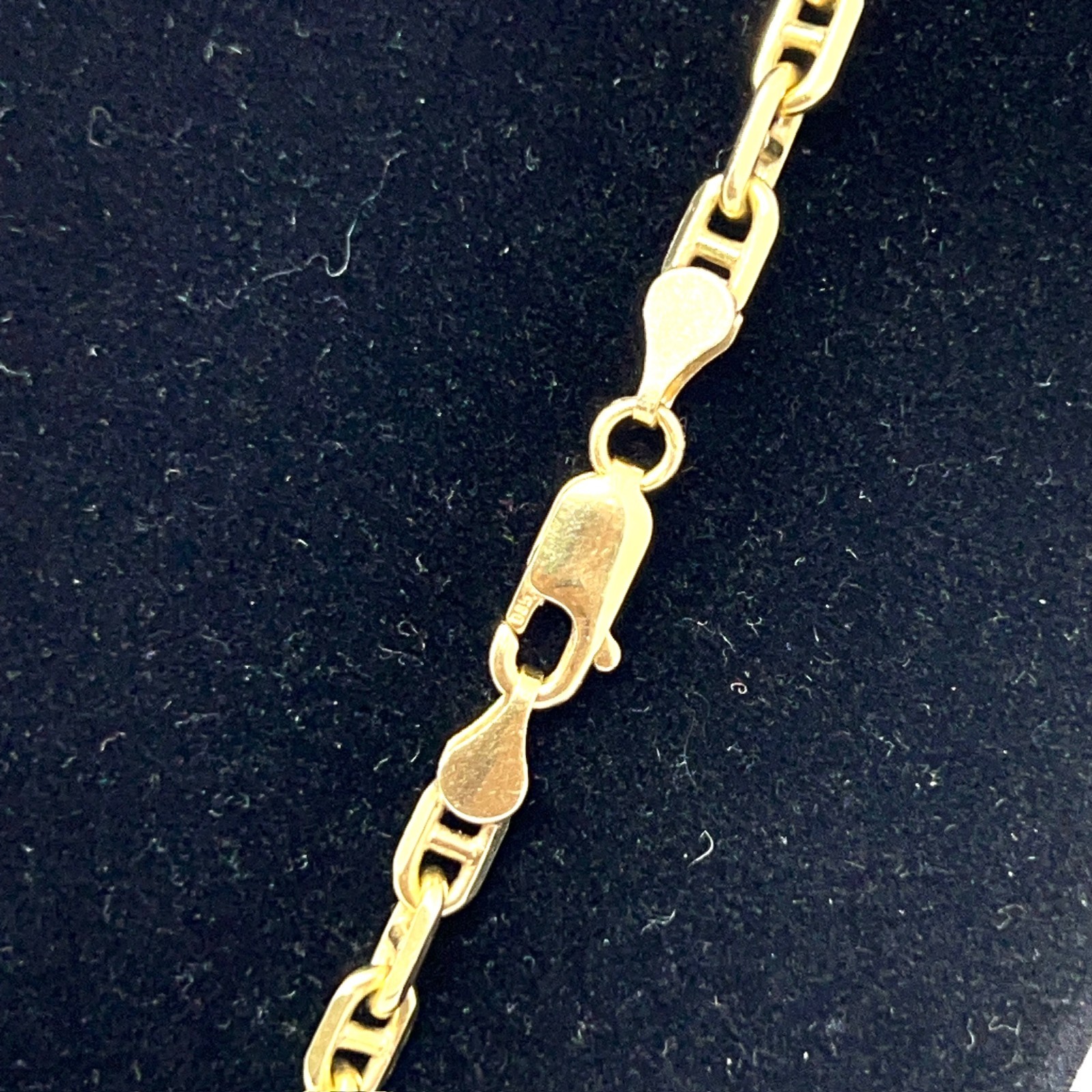 14k Solid Yellow Gold 4mm Anchor Mariner Necklace – 24″ – 26.9g