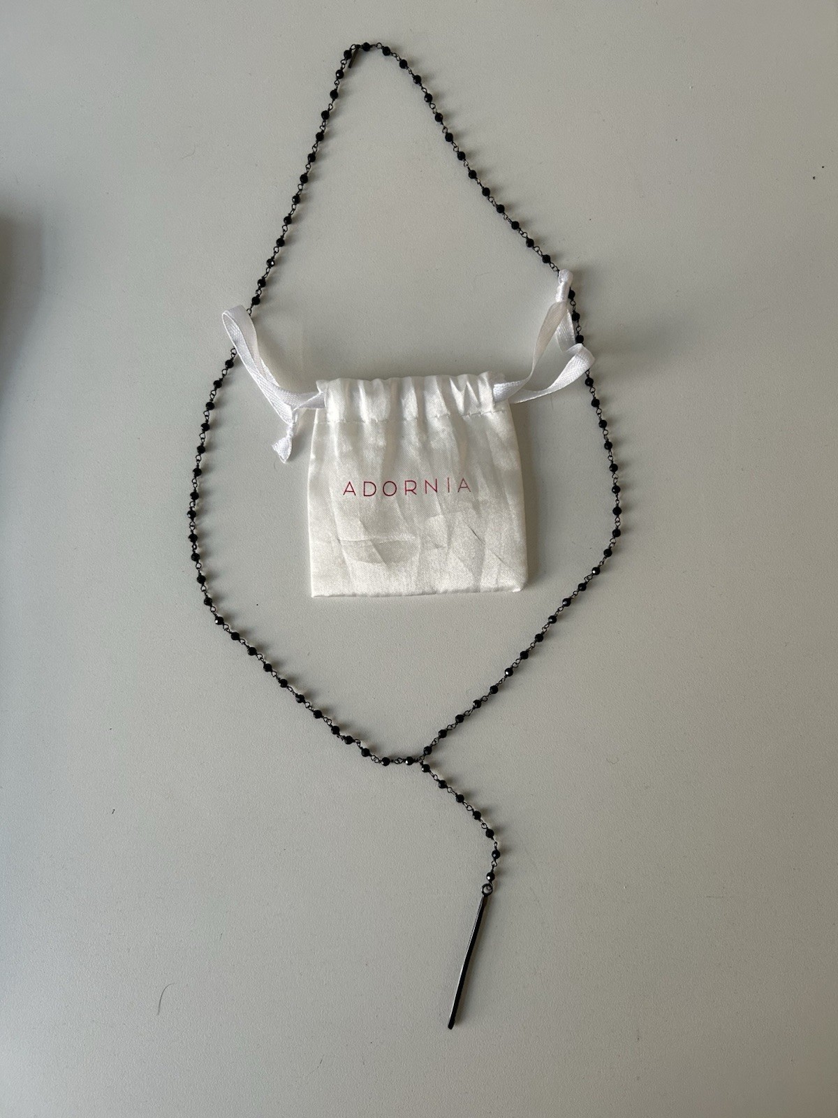 2022 ADORNIA TERRY BLACK SPINEL & CHAMPAGNE .3 CTW DIAMOND SPIKE NECKLACE 24″ IN
