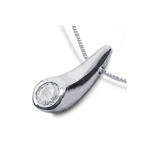 0.55ct G SI1 Round Earth Mined Certified Diamond White Gold Solitaire Pendant