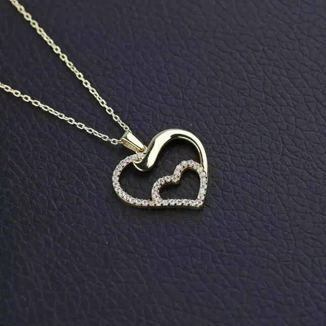 2 Ct Round Cut Lab Created Diamond Women’s Heart Pendant 14K Yellow Gold Plated