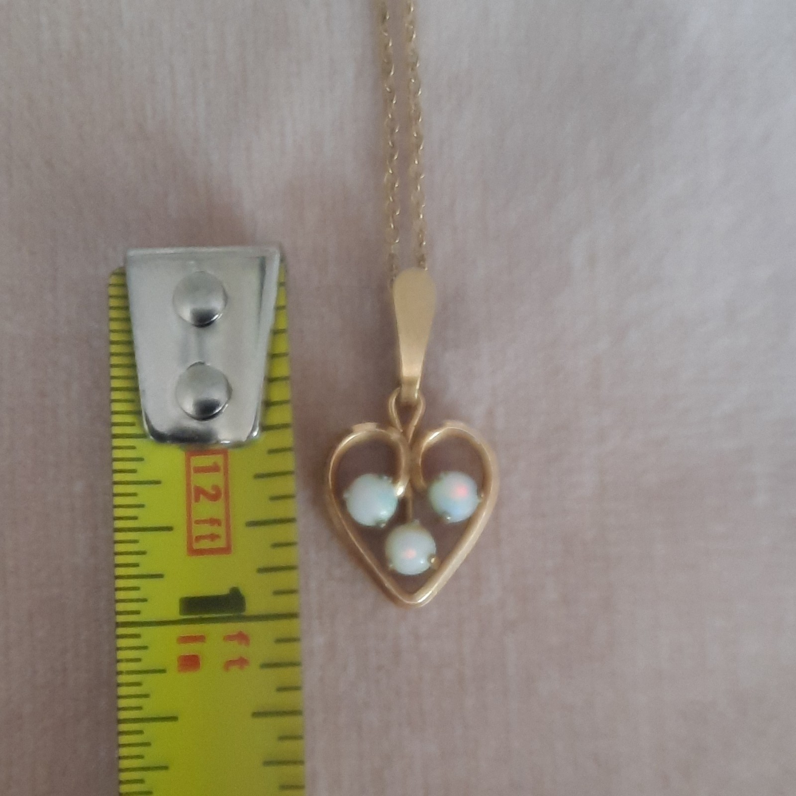 Vintage MCM Australia Opal Heart Pendant Yellow Gold Heart Pendant Necklace