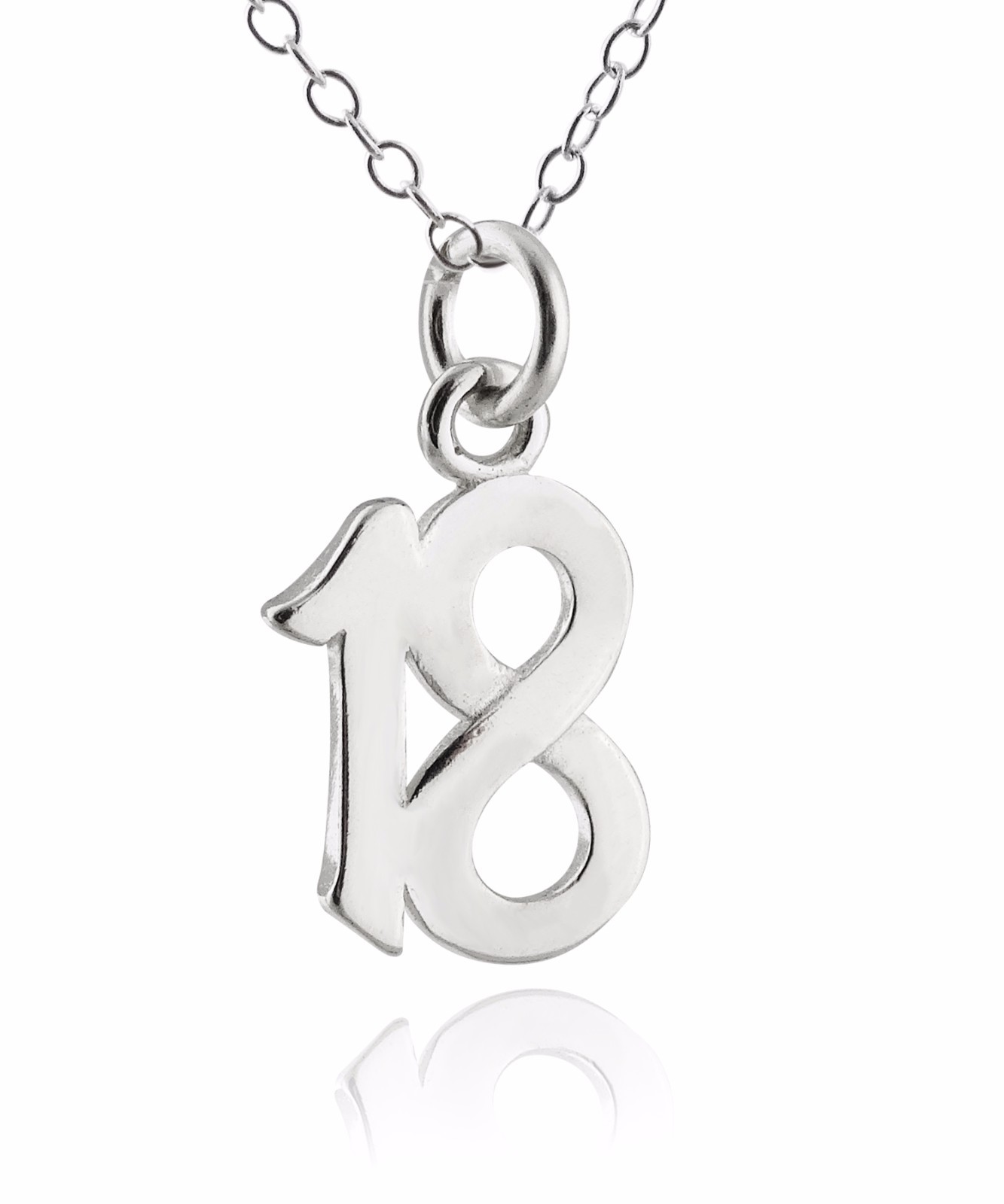 Number 18 Charm Necklace 925 Sterling Silver Eighteen 18th Birthday Anniversary