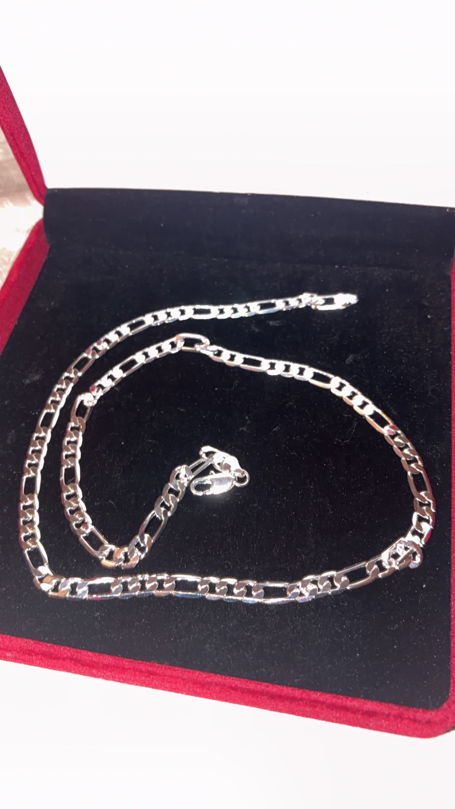 REAL marked 925 Sterling Silver Necklace Chain 26 Inch 8MM Figaro