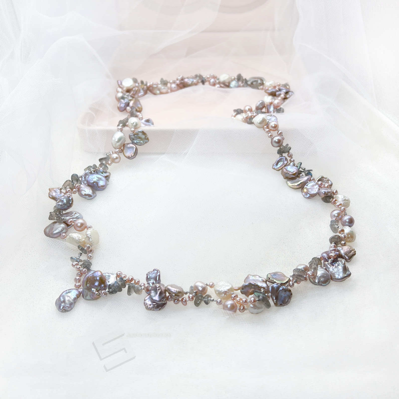 72″ Variety Pearls And Natural Gemstones Long Strand Necklace, Length adjustable