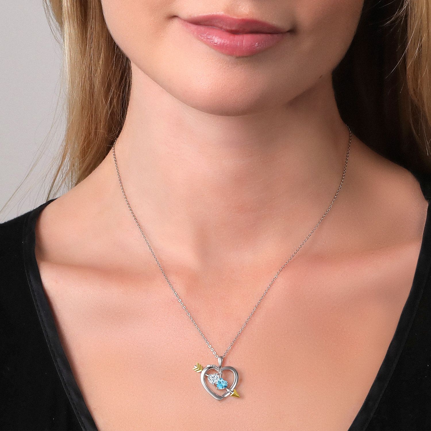 925 Silver and 10K Yellow Gold Lab Grown Diamond Pendant Near Colorless (GH)