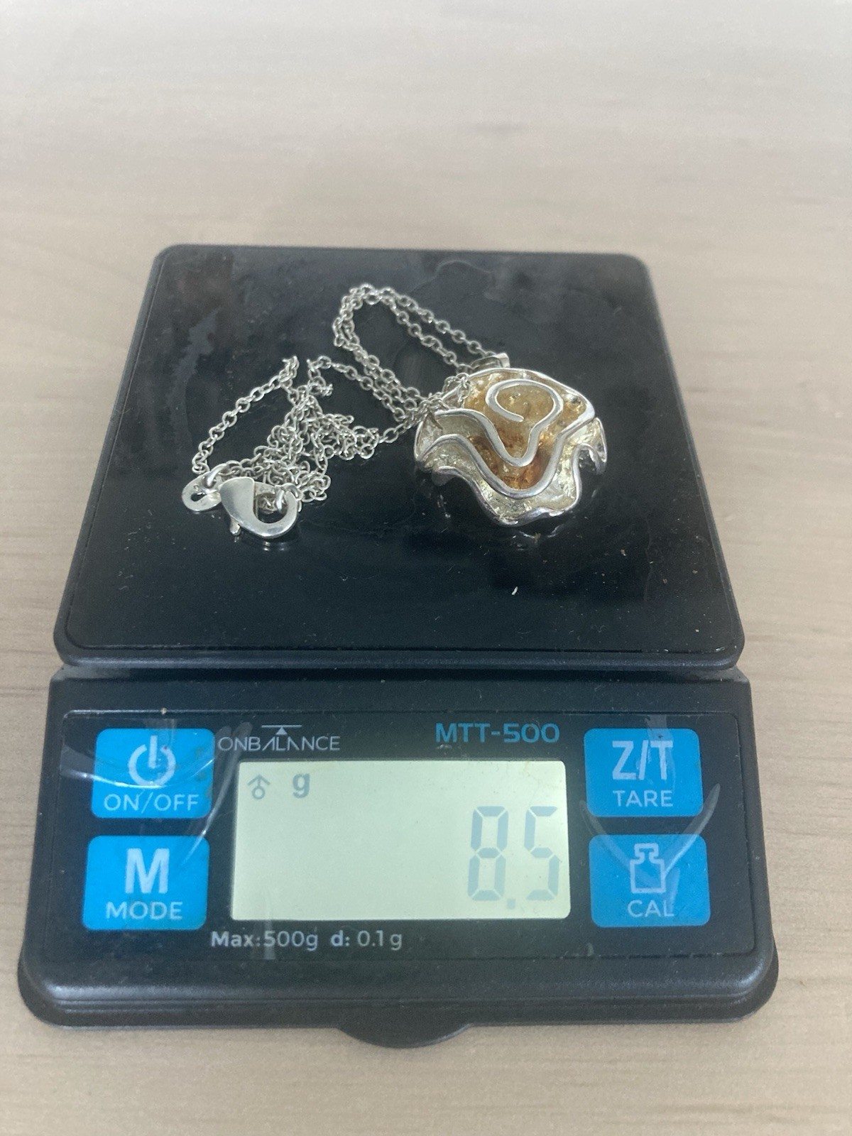 Abstract Sterling Silver Pendant Necklace 8.5g Silver