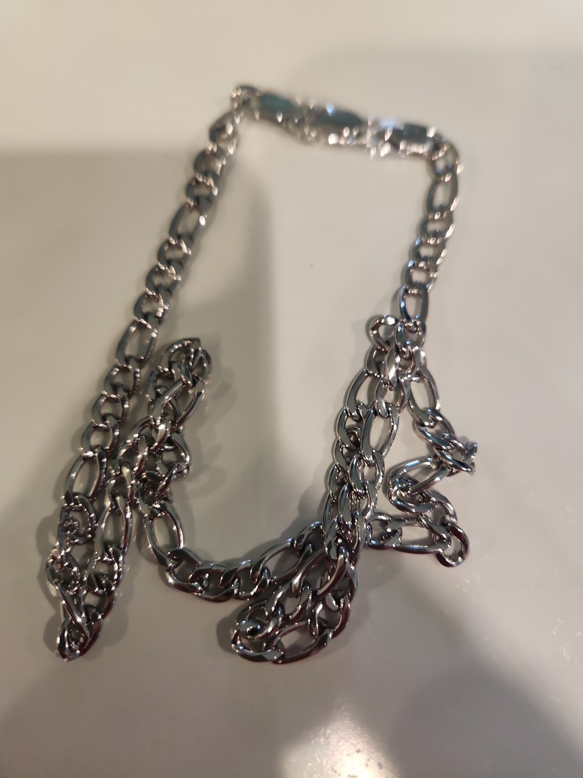 14k Italian White Gold Filled Figaro 6mm $195 RETAIL