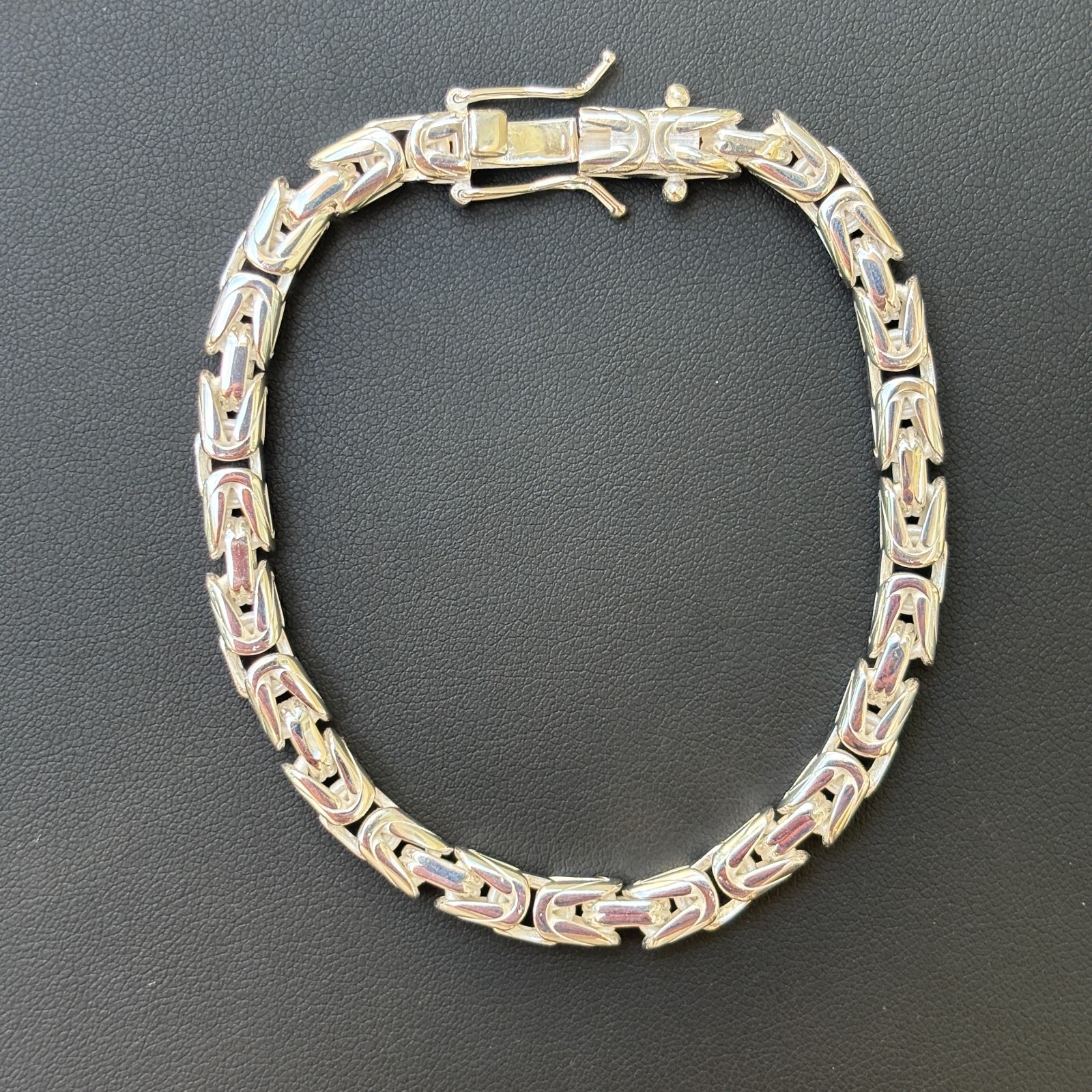 6mm Byzantine W. Box Clasp Bracelet – Solid 925 Sterling Silver MADE IN ITALY
