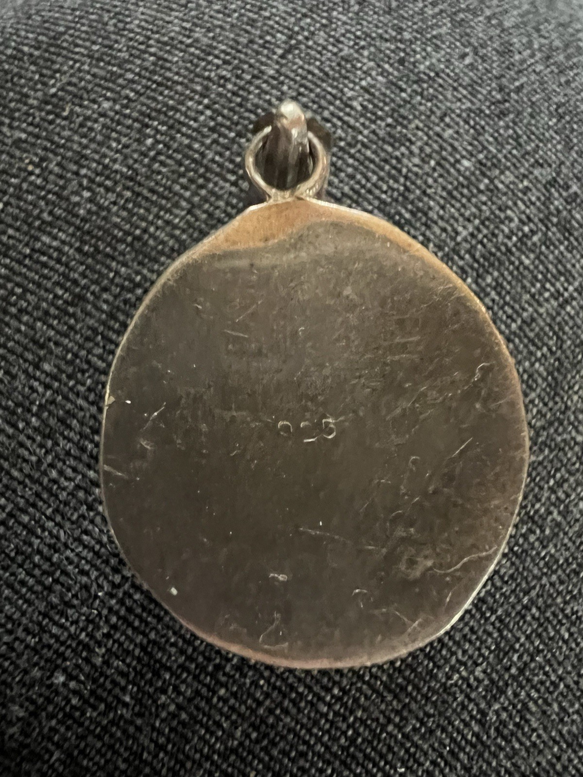 Vintage Sterling Silver Larimar Pendant Round Marked 925