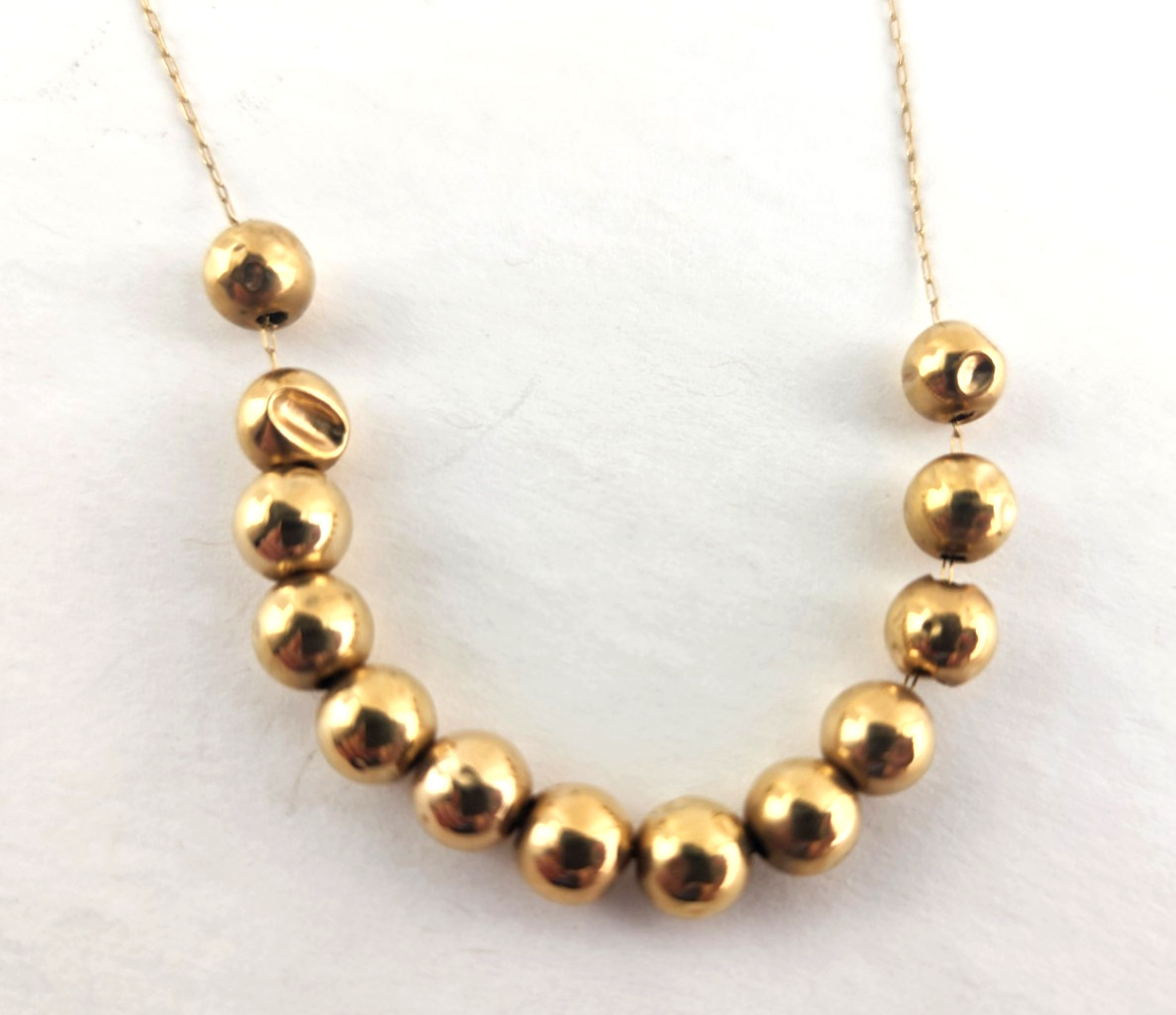 Vintage 14K Yellow Gold Add A Bead 20″ Necklace 13 Floating Ball Strand