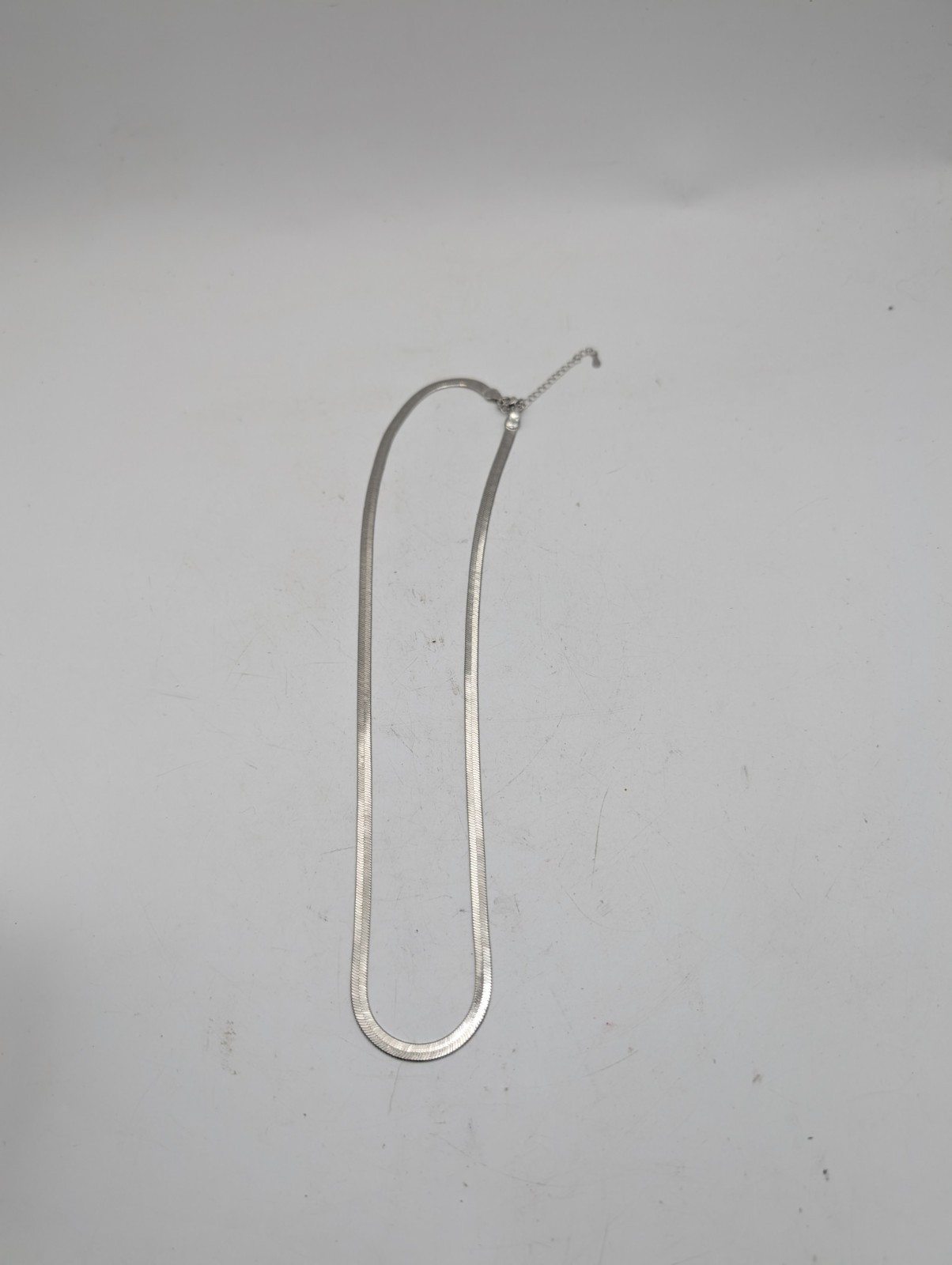 Real Solid 925 Sterling Silver Herringbone Chain Necklace