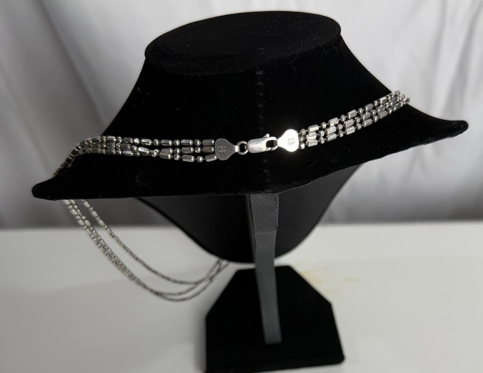 Sterling Silver 925 Milor Italy Beaded Chain Necklace 24” 27.3g Multi Strand
