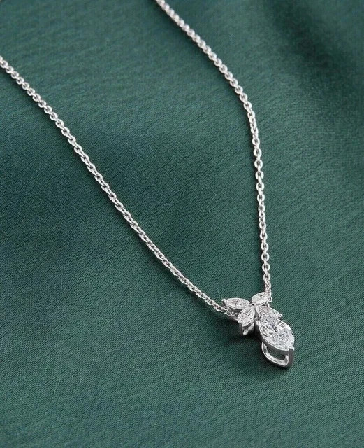 2Ct Marquise Cut Lab Created Diamond Women Pretty Pendant 14K White Gold Plated
