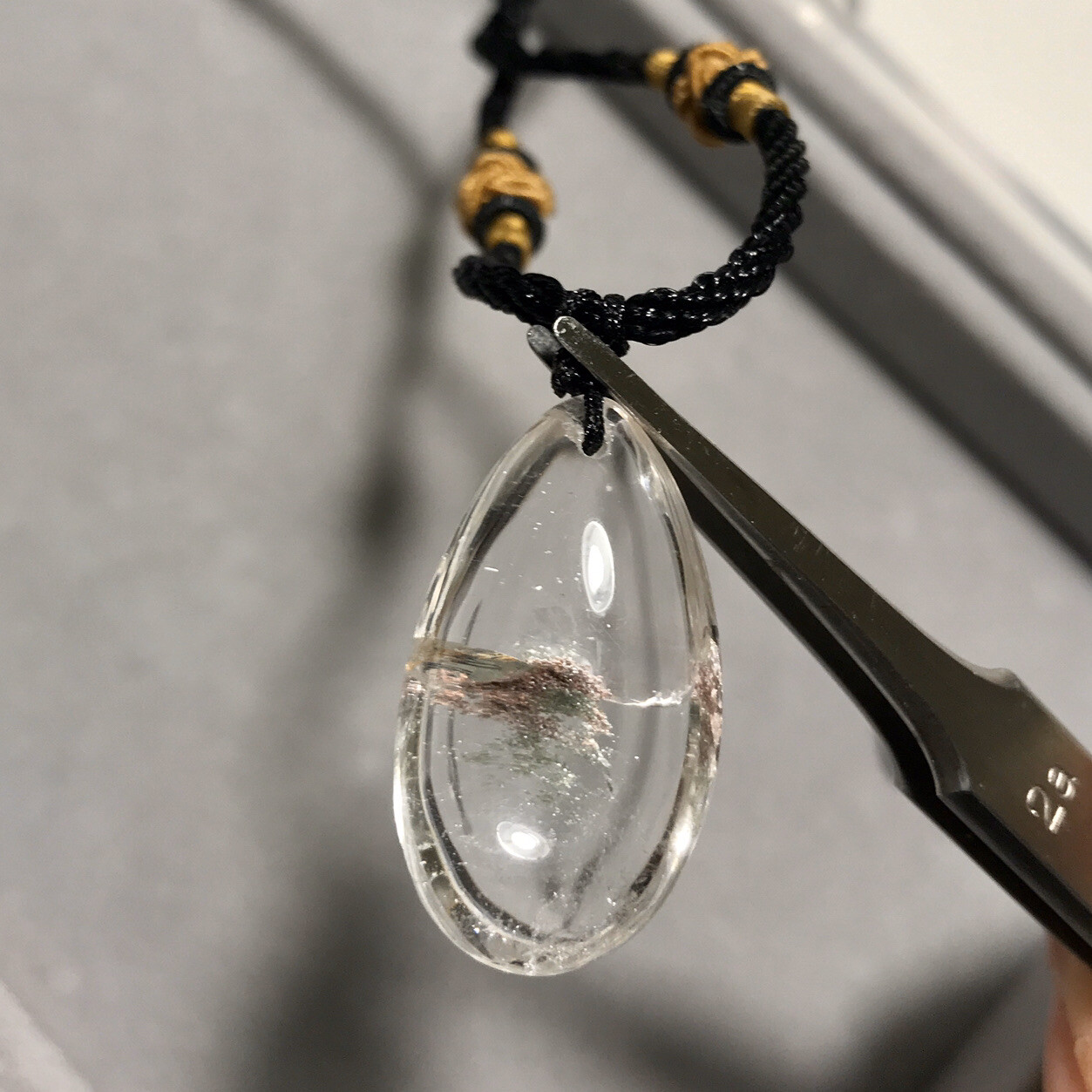 US SELLER Natural Green Red Phantom Quartz Pendant Teardrop Crystal GEM Necklace
