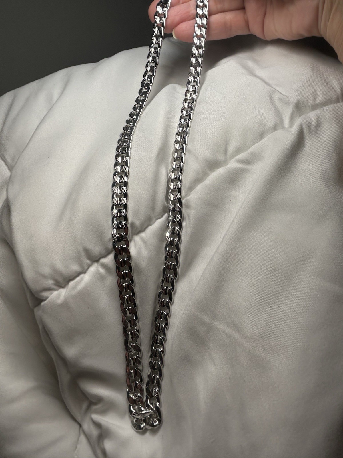 White Gold Filled Diamond Cut Cuban 24” 10mm