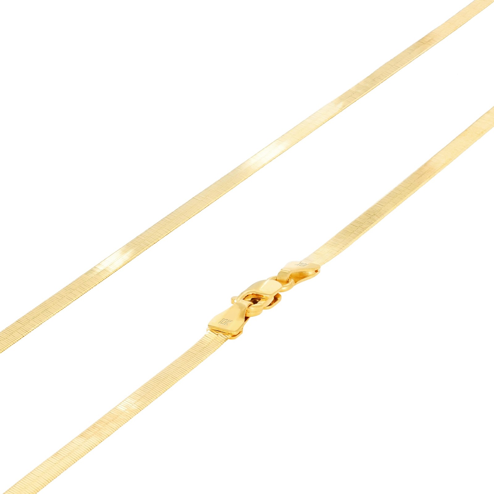 10K Yellow Gold Solid 3mm High Polish Herringbone Chain Womens Necklace 16″- 24″