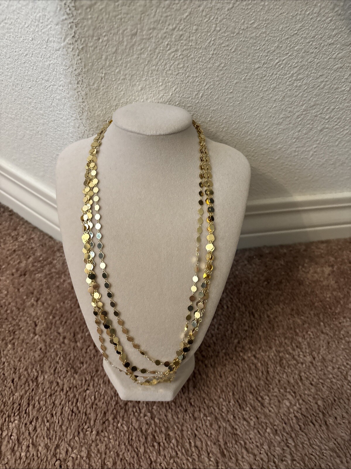 Bianca Milano 925 Sterling Silver Multi Strand Bib Necklace 20” Gold Tone
