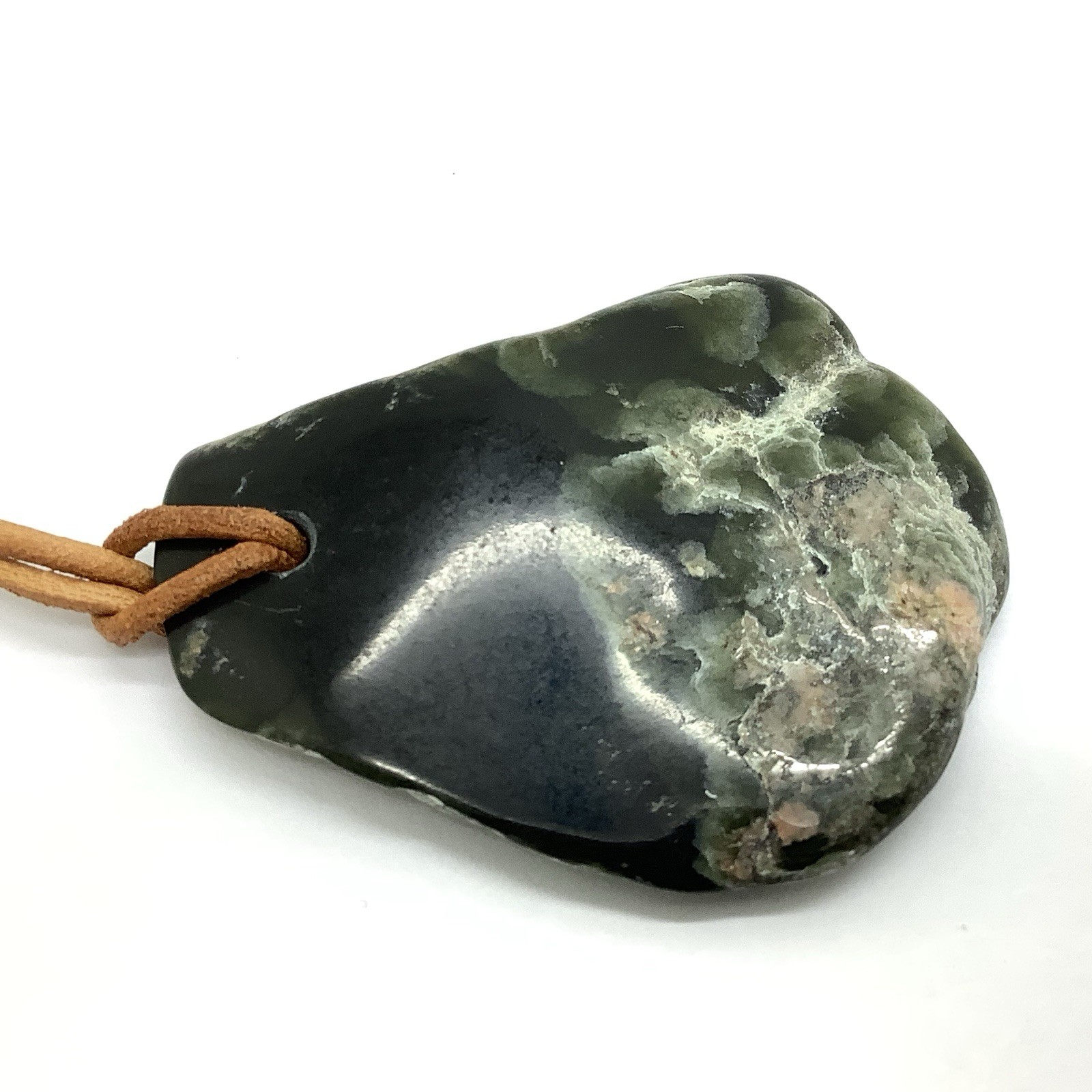 Wyoming Jade Pendant Green Nephrite Jade Pebble Necklace WY Desert Stone #87