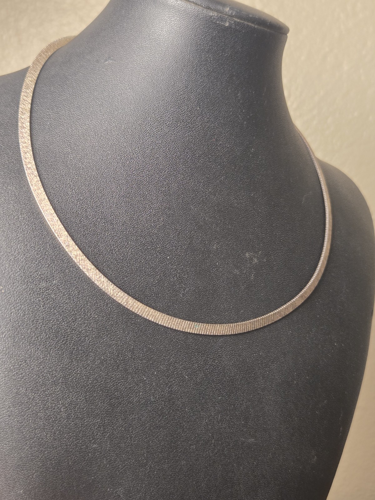 ITALY STERLING SILVER REVERSIBLE HERRINGBONE NECKLACE SILVER ONE SIDE GOLD OTHER