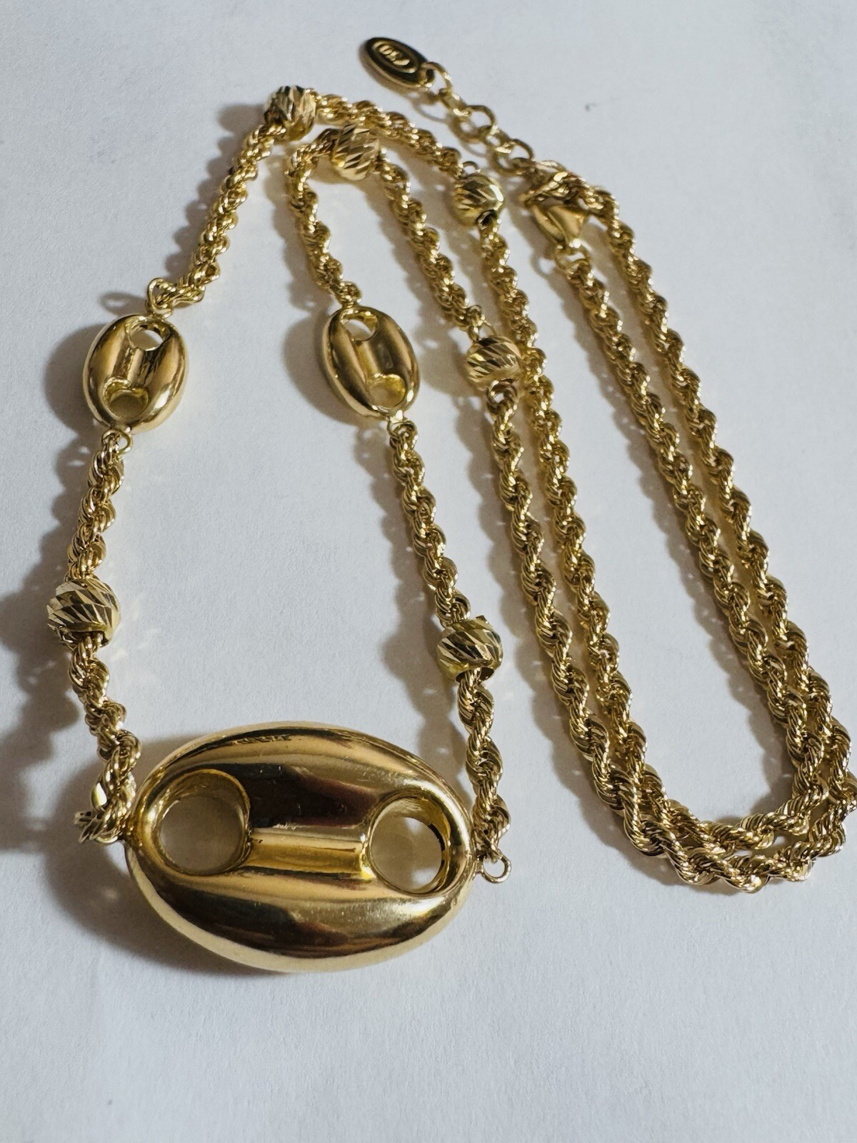 New 18K 750 Dubai Yellow Solid Gold Puff Necklace 17.5” -17” Inch 6g 2.5mm