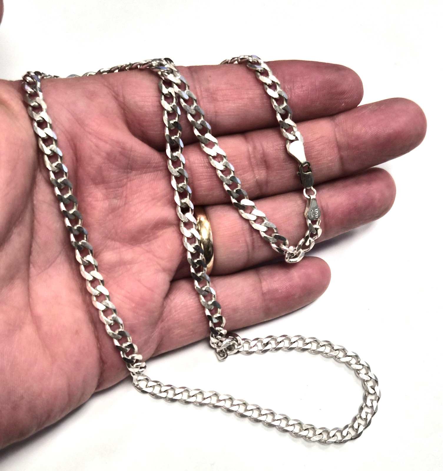 Estate Signed Italy 925 Sterling Silver Curb Cuban Link 23.5″ Chain Necklace