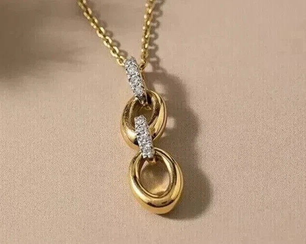 1.20Ct Round Cut Lab Grown Diamond Women’s Fancy Pendant 14k Yellow Gold Plated