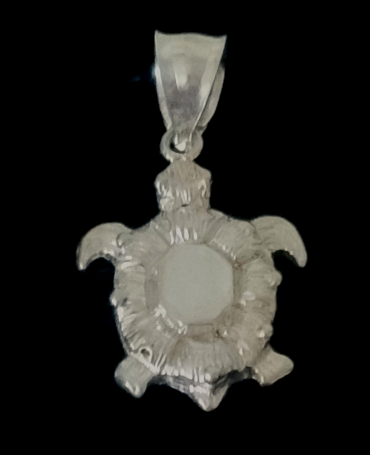 Solid Sterling Silver Turtle Pendant With 14K White Gold Overlay EXCELLENT